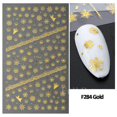 Jõulud lumehelveste küünekleebised valge lumelille põdra küünte kunsti kleebised talvine 3D geelküünte liugur kaunistused maniküür LAF282