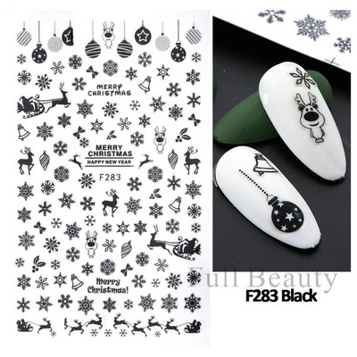 Jõulud lumehelveste küünekleebised valge lumelille põdra küünte kunsti kleebised talvine 3D geelküünte liugur kaunistused maniküür LAF282