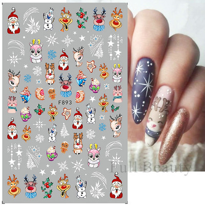 Jõulud lumehelveste küünekleebised valge lumelille põdra küünte kunsti kleebised talvine 3D geelküünte liugur kaunistused maniküür LAF282