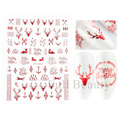 Jõulud lumehelveste küünekleebised valge lumelille põdra küünte kunsti kleebised talvine 3D geelküünte liugur kaunistused maniküür LAF282