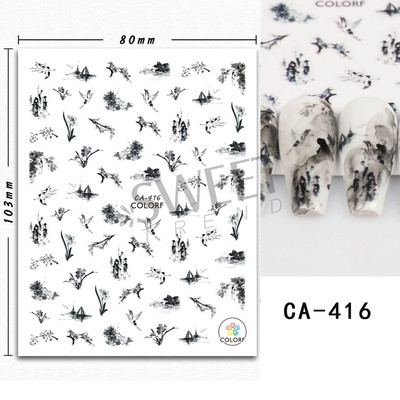 3D Lucky Koi Ponty Köröm Design Aranyhal Lótusz kínai stílusú újévi öntapadó matrica Scape akvarell manikűr fóliák matrica LYCA