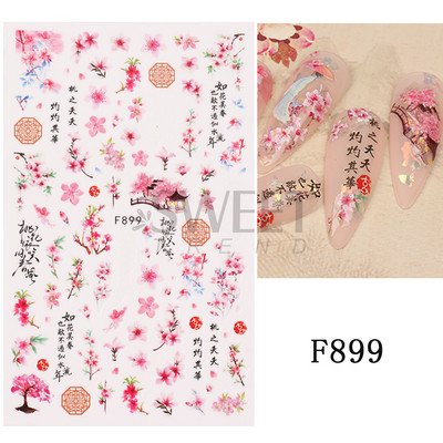 3D Lucky Koi Ponty Köröm Design Aranyhal Lótusz kínai stílusú újévi öntapadó matrica Scape akvarell manikűr fóliák matrica LYCA