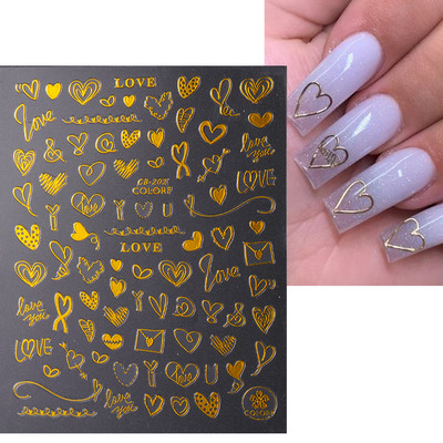 1db Valentin-napi legújabb 3D matrica körömdíszítéshez szerelmes levél szív fekete arany rózsa csúszkák köröm matrica kiegészítők JICB-101