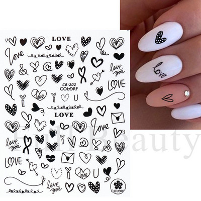 1db Valentin-napi legújabb 3D matrica körömdíszítéshez szerelmes levél szív fekete arany rózsa csúszkák köröm matrica kiegészítők JICB-101