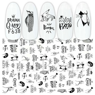 1db Valentin-napi legújabb 3D matrica körömdíszítéshez szerelmes levél szív fekete arany rózsa csúszkák köröm matrica kiegészítők JICB-101