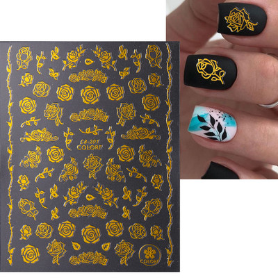 1db Valentin-napi legújabb 3D matrica körömdíszítéshez szerelmes levél szív fekete arany rózsa csúszkák köröm matrica kiegészítők JICB-101