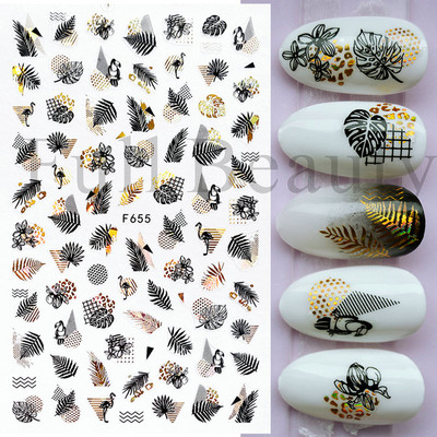 1db Valentin-napi legújabb 3D matrica körömdíszítéshez szerelmes levél szív fekete arany rózsa csúszkák köröm matrica kiegészítők JICB-101