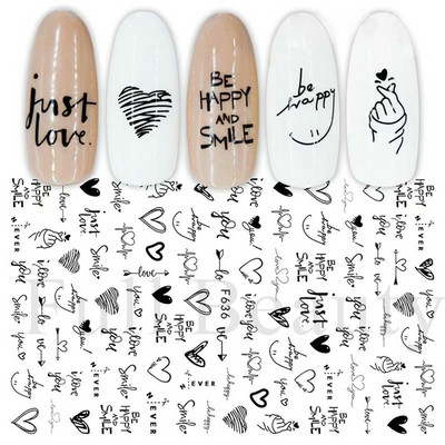 1db Valentin-napi legújabb 3D matrica körömdíszítéshez szerelmes levél szív fekete arany rózsa csúszkák köröm matrica kiegészítők JICB-101