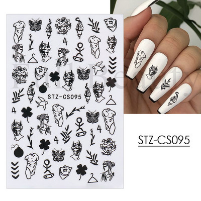 1db Valentin-napi legújabb 3D matrica körömdíszítéshez szerelmes levél szív fekete arany rózsa csúszkák köröm matrica kiegészítők JICB-101