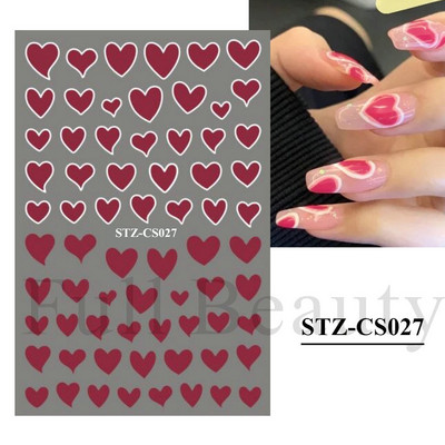 1db Valentin-napi legújabb 3D matrica körömdíszítéshez szerelmes levél szív fekete arany rózsa csúszkák köröm matrica kiegészítők JICB-101