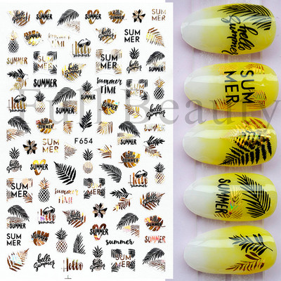 1db Valentin-napi legújabb 3D matrica körömdíszítéshez szerelmes levél szív fekete arany rózsa csúszkák köröm matrica kiegészítők JICB-101