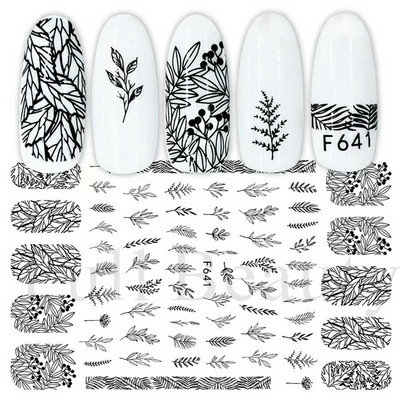 1db Valentin-napi legújabb 3D matrica körömdíszítéshez szerelmes levél szív fekete arany rózsa csúszkák köröm matrica kiegészítők JICB-101