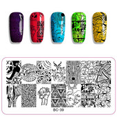 1 x Νέα Μικτά Σχέδια Σφράγισης Πλάκες Εικόνων Νυχιών Εργαλεία στένσιλ για μανικιούρ από ανοξείδωτο ατσάλι