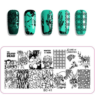 1 x Νέα Μικτά Σχέδια Σφράγισης Πλάκες Εικόνων Νυχιών Εργαλεία στένσιλ για μανικιούρ από ανοξείδωτο ατσάλι