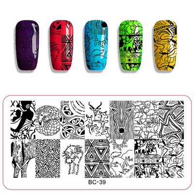 1 x Νέα Μικτά Σχέδια Σφράγισης Πλάκες Εικόνων Νυχιών Εργαλεία στένσιλ για μανικιούρ από ανοξείδωτο ατσάλι