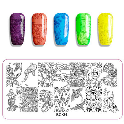 1 x Νέα Μικτά Σχέδια Σφράγισης Πλάκες Εικόνων Νυχιών Εργαλεία στένσιλ για μανικιούρ από ανοξείδωτο ατσάλι