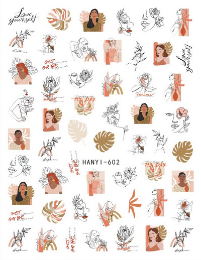 3D proljetna naljepnica za nokte Vodene boje Ružičasto Zeleno Bijelo cvijeće Dizajn Transfer Slider Naljepnice za lak za nokte Ukrasi za manikuru