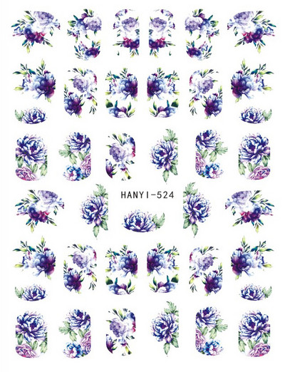 3D proljetna naljepnica za nokte Vodene boje Ružičasto Zeleno Bijelo cvijeće Dizajn Transfer Slider Naljepnice za lak za nokte Ukrasi za manikuru