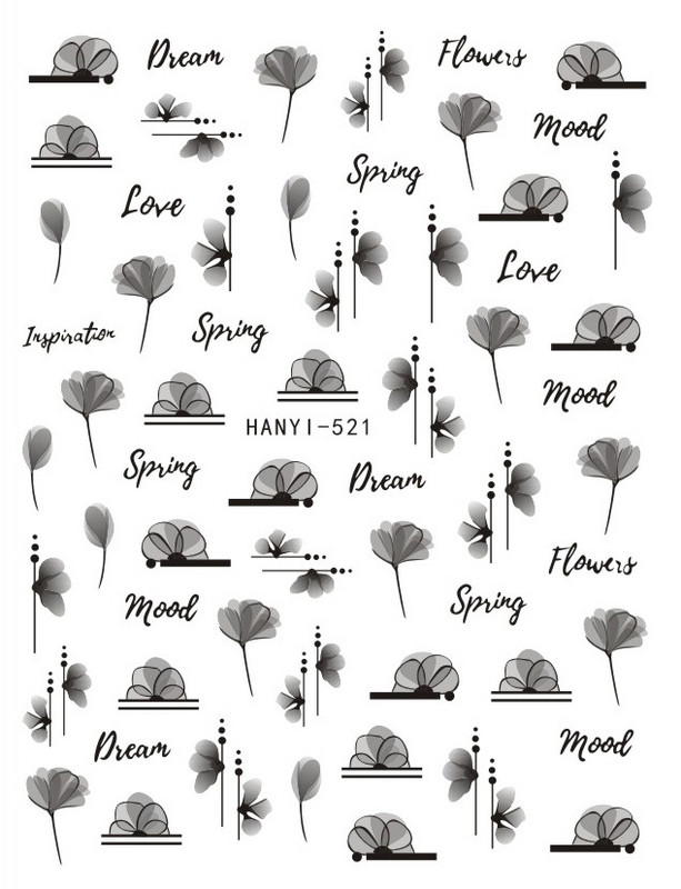 3D proljetna naljepnica za nokte Vodene boje Ružičasto Zeleno Bijelo cvijeće Dizajn Transfer Slider Naljepnice za lak za nokte Ukrasi za manikuru