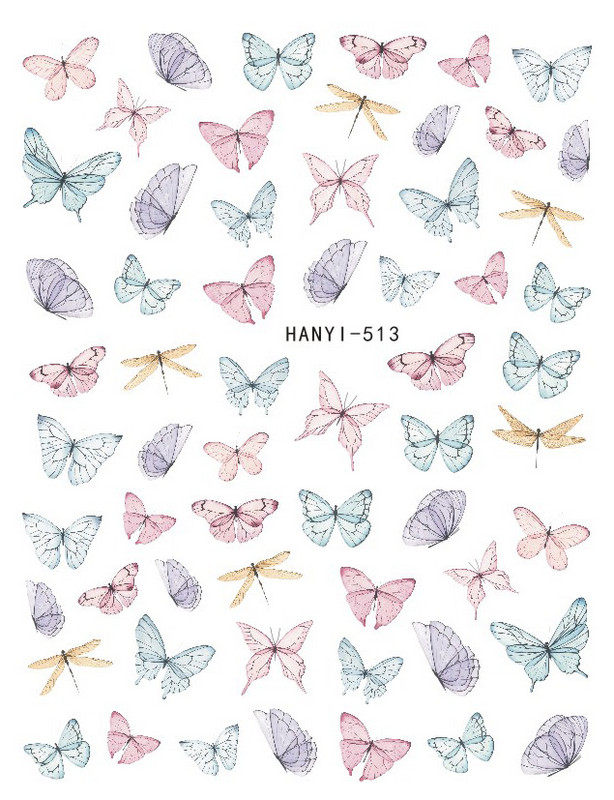 3D proljetna naljepnica za nokte Vodene boje Ružičasto Zeleno Bijelo cvijeće Dizajn Transfer Slider Naljepnice za lak za nokte Ukrasi za manikuru