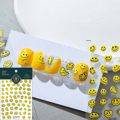 5D Rajzfilm Béka Raninbow és Virágok Körömmatricák Dombornyomott öntapadó csúszka körömgél lakk nyári manikűr dizájnhoz