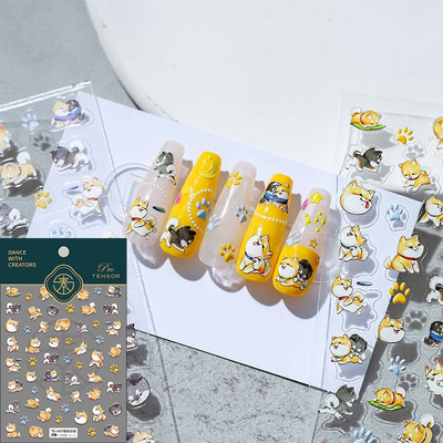 5D Rajzfilm Béka Raninbow és Virágok Körömmatricák Dombornyomott öntapadó csúszka körömgél lakk nyári manikűr dizájnhoz