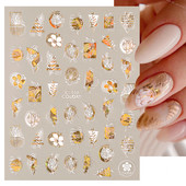 Leaves Sliders for Nails Χρυσό Λευκό Bronzing Flowers Αυτοκόλλητο με ντεγκραντέ αυτοκόλλητο Σχέδιο νυχιών Art Decorations Nail Art Αξεσουάρ