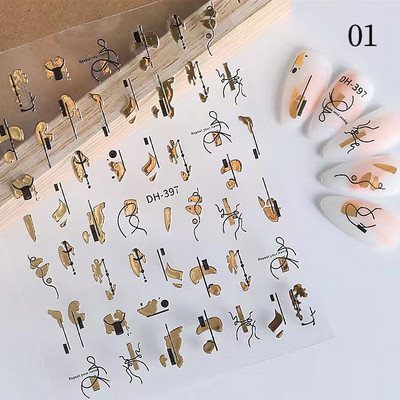 Leaves Sliders for Nails Χρυσό Λευκό Bronzing Flowers Αυτοκόλλητο με ντεγκραντέ αυτοκόλλητο Σχέδιο νυχιών Art Decorations Nail Art Αξεσουάρ