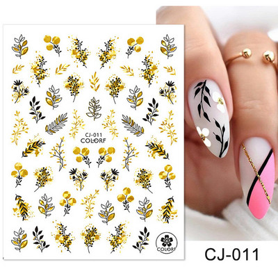 Leaves Sliders for Nails Χρυσό Λευκό Bronzing Flowers Αυτοκόλλητο με ντεγκραντέ αυτοκόλλητο Σχέδιο νυχιών Art Decorations Nail Art Αξεσουάρ