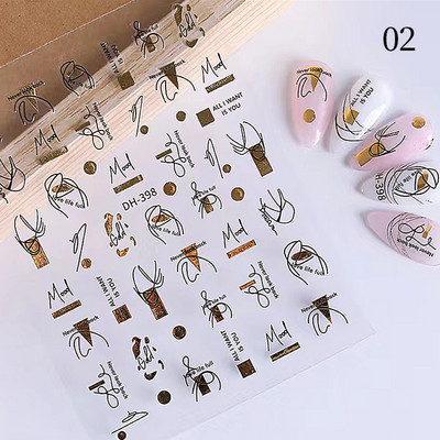 Leaves Sliders for Nails Χρυσό Λευκό Bronzing Flowers Αυτοκόλλητο με ντεγκραντέ αυτοκόλλητο Σχέδιο νυχιών Art Decorations Nail Art Αξεσουάρ