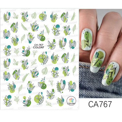 Leaves Sliders for Nails Χρυσό Λευκό Bronzing Flowers Αυτοκόλλητο με ντεγκραντέ αυτοκόλλητο Σχέδιο νυχιών Art Decorations Nail Art Αξεσουάρ