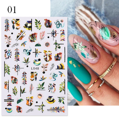 Leaves Sliders for Nails Χρυσό Λευκό Bronzing Flowers Αυτοκόλλητο με ντεγκραντέ αυτοκόλλητο Σχέδιο νυχιών Art Decorations Nail Art Αξεσουάρ