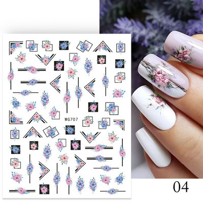 Leaves Sliders for Nails Χρυσό Λευκό Bronzing Flowers Αυτοκόλλητο με ντεγκραντέ αυτοκόλλητο Σχέδιο νυχιών Art Decorations Nail Art Αξεσουάρ