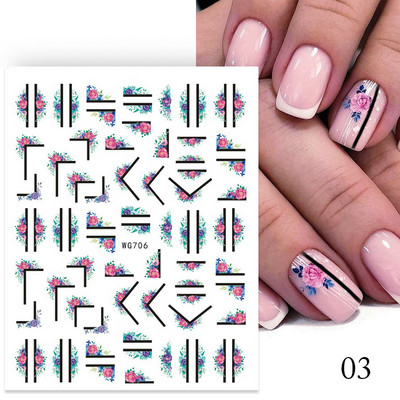Leaves Sliders for Nails Χρυσό Λευκό Bronzing Flowers Αυτοκόλλητο με ντεγκραντέ αυτοκόλλητο Σχέδιο νυχιών Art Decorations Nail Art Αξεσουάρ