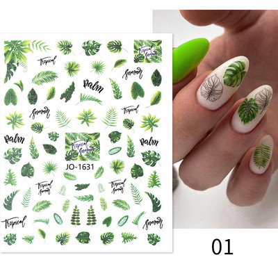 Leaves Sliders for Nails Χρυσό Λευκό Bronzing Flowers Αυτοκόλλητο με ντεγκραντέ αυτοκόλλητο Σχέδιο νυχιών Art Decorations Nail Art Αξεσουάρ