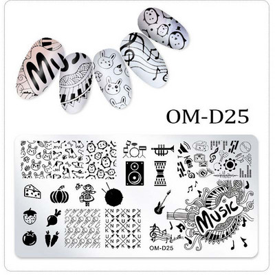 6*12CM 25Designs Fashion Beauty CartoonPattern Tērauda štancēšanas plāksnes Nail Art DIY Polish Printing Nagu Templates Zīmogs