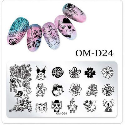 6 * 12 cm 25 Designs Divat Szépség Cartoon Pattern Acél bélyegző lemezek Nail Art DIY Polish Nyomtatás Köröm Sablonok Bélyegző