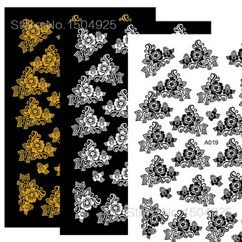 3D Honeycomb Λευκά Μαύρα Αυτοκόλλητα Νυχιών Διακόσμηση Αυτοκόλλητο Σχεδιασμός Μανικιούρ Κόλλα Πίσω Χρυσή Μαύρα Αυτοκόλλητα Νυχιών Αξεσουάρ για Νύχια