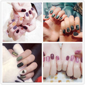 14 συμβουλές/φύλλο Πλήρες κάλυμμα Αυτοκόλλητα με βερνίκι νυχιών λωρίδες Μονόχρωμα διακοσμητικά νυχιών Σχέδια καρδιάς Αυτοκόλλητα νυχιών σε πούδρα γκλίτερ