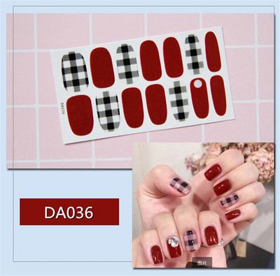 14 συμβουλές/φύλλο Πλήρες κάλυμμα Αυτοκόλλητα με βερνίκι νυχιών λωρίδες Μονόχρωμα διακοσμητικά νυχιών Σχέδια καρδιάς Αυτοκόλλητα νυχιών σε πούδρα γκλίτερ