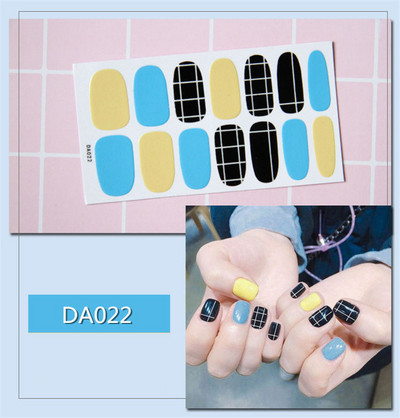 14 συμβουλές/φύλλο Πλήρες κάλυμμα Αυτοκόλλητα με βερνίκι νυχιών λωρίδες Μονόχρωμα διακοσμητικά νυχιών Σχέδια καρδιάς Αυτοκόλλητα νυχιών σε πούδρα γκλίτερ