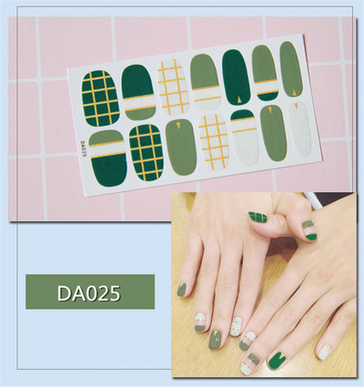 14 συμβουλές/φύλλο Πλήρες κάλυμμα Αυτοκόλλητα με βερνίκι νυχιών λωρίδες Μονόχρωμα διακοσμητικά νυχιών Σχέδια καρδιάς Αυτοκόλλητα νυχιών σε πούδρα γκλίτερ