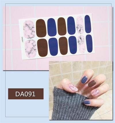 14 συμβουλές/φύλλο Πλήρες κάλυμμα Αυτοκόλλητα με βερνίκι νυχιών λωρίδες Μονόχρωμα διακοσμητικά νυχιών Σχέδια καρδιάς Αυτοκόλλητα νυχιών σε πούδρα γκλίτερ