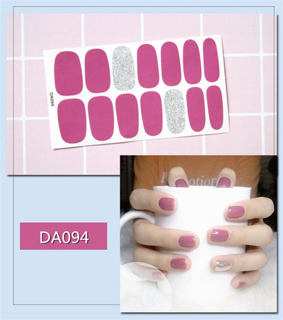 14 συμβουλές/φύλλο Πλήρες κάλυμμα Αυτοκόλλητα με βερνίκι νυχιών λωρίδες Μονόχρωμα διακοσμητικά νυχιών Σχέδια καρδιάς Αυτοκόλλητα νυχιών σε πούδρα γκλίτερ