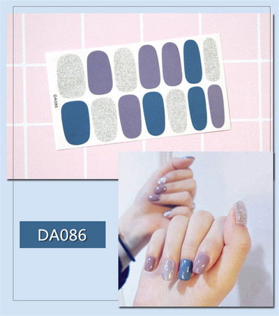 14 συμβουλές/φύλλο Πλήρες κάλυμμα Αυτοκόλλητα με βερνίκι νυχιών λωρίδες Μονόχρωμα διακοσμητικά νυχιών Σχέδια καρδιάς Αυτοκόλλητα νυχιών σε πούδρα γκλίτερ