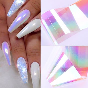 Σειρά Marble Foils νυχιών Aurora Nail Art Transfer Αυτοκόλλητο Χαρτί μοτίβο λουλουδιών Slider Nail Art Decals Διακόσμηση Nail Art DIY