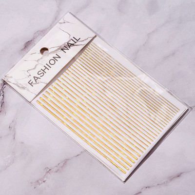 Αυτοκόλλητα 3D Nail Art Decal Αυτοκόλλητα Neon Curve λωρίδες Ταινία ρίγες Αυτοκόλλητο αυτοκόλλητο ακρυλικό ντεκόρ μανικιούρ Χρυσό αυτοκόλλητο νυχιών