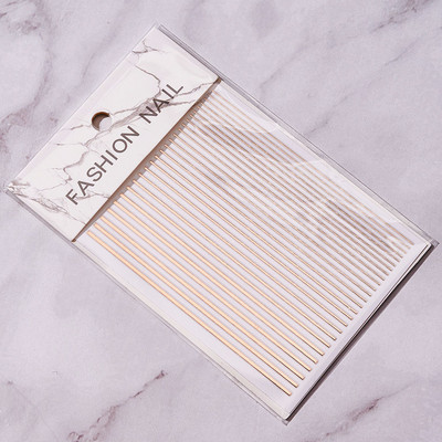 Αυτοκόλλητα 3D Nail Art Decal Αυτοκόλλητα Neon Curve λωρίδες Ταινία ρίγες Αυτοκόλλητο αυτοκόλλητο ακρυλικό ντεκόρ μανικιούρ Χρυσό αυτοκόλλητο νυχιών