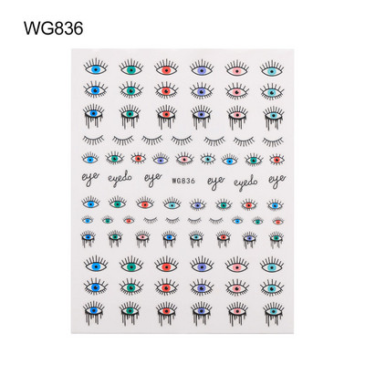 Új Lucky Blue Színes Evil Eye körömmatrica 3D körömmatricák körömszalonokhoz Könnyen felhelyezhető Öntapadós kialakítás Hosszantartó