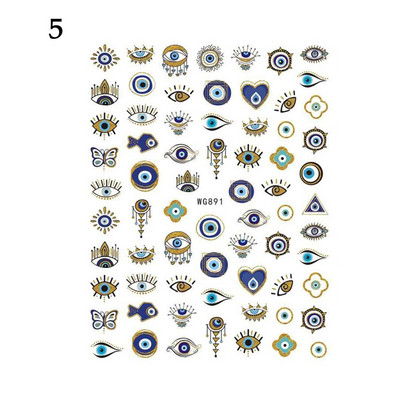 Új Lucky Blue Színes Evil Eye körömmatrica 3D körömmatricák körömszalonokhoz Könnyen felhelyezhető Öntapadós kialakítás Hosszantartó